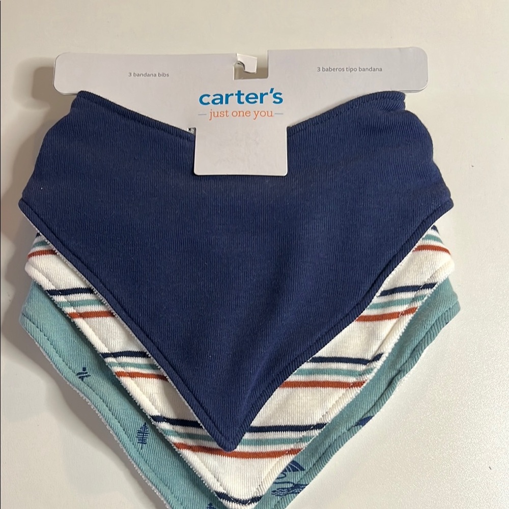 Carter's Bandana Bibs Set - Navy, Striped, Teal